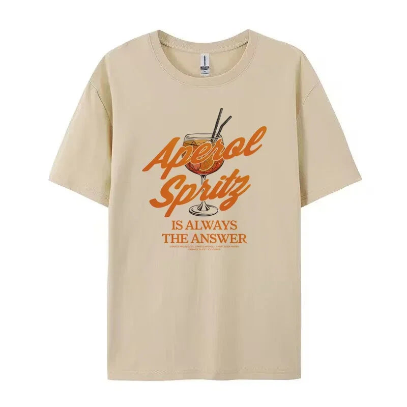 Aperol Spritz Women Funny Quotes T-Shirts Retro Alcohol Drink T Shirt  Loose Cocktail Party Graphic Tees Unisex Tops Gifts