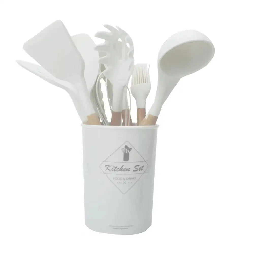 12 Pcs Silicone Kitchen Kit Food Grade Utensils Cooking Sets Turner Spatula Measuring Spoon Practical Cookware Tool Kitchenwa