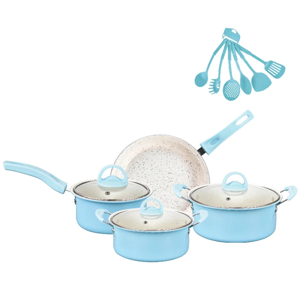13-Pieces/Set Non-Stick Pots And Pans Set Kitchen Utensil Set Milk Pot Frying Pan Kitchen Cookware Gifts for Friends and Family