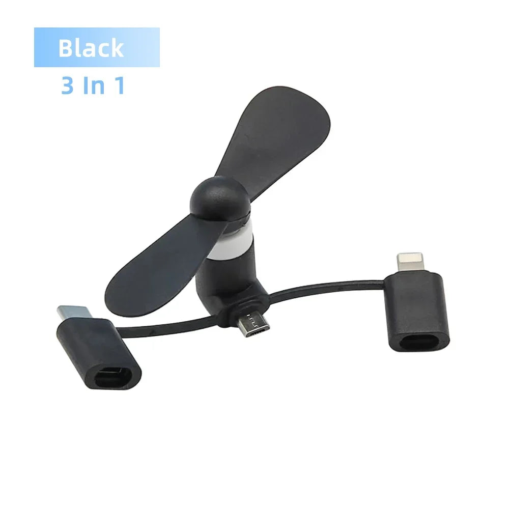 3-in-1 Mini Universal Kühlzubehör – USB-Handy-Ventilator