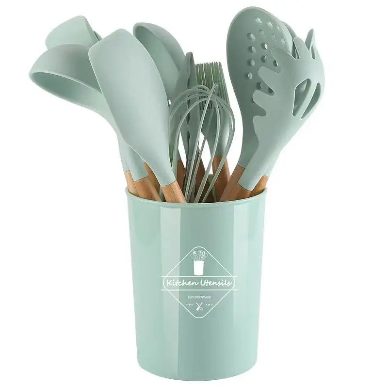 12 Pcs Silicone Kitchen Kit Food Grade Utensils Cooking Sets Turner Spatula Measuring Spoon Practical Cookware Tool Kitchenwa