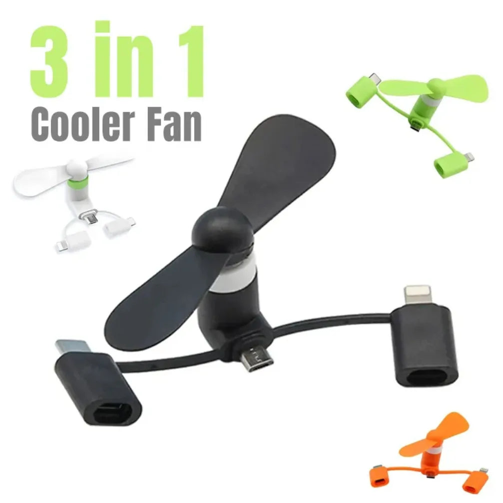 3-in-1 Mini Universal Kühlzubehör – USB-Handy-Ventilator