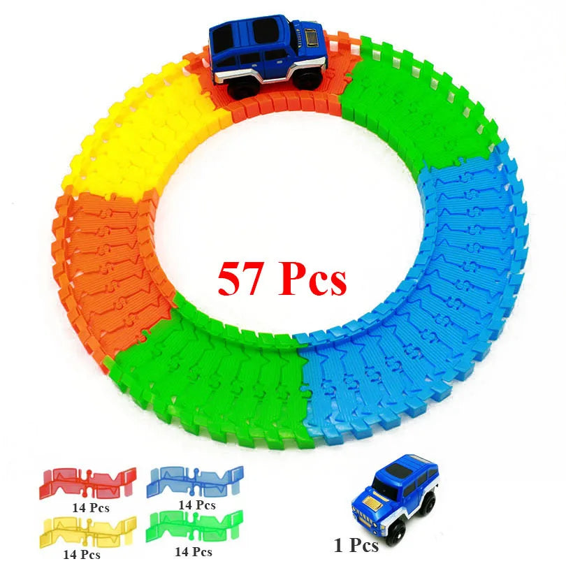 DIY Assemble Universal Racing Set Track Car Flexible Educational Rail Car Puzzle Toy for Kids