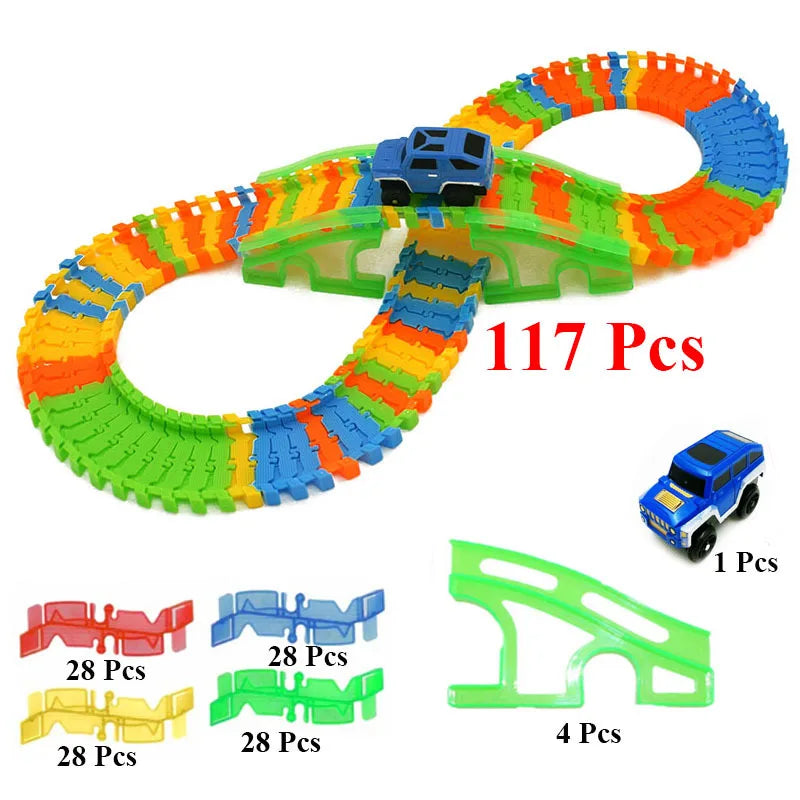 DIY Assemble Universal Racing Set Track Car Flexible Educational Rail Car Puzzle Toy for Kids