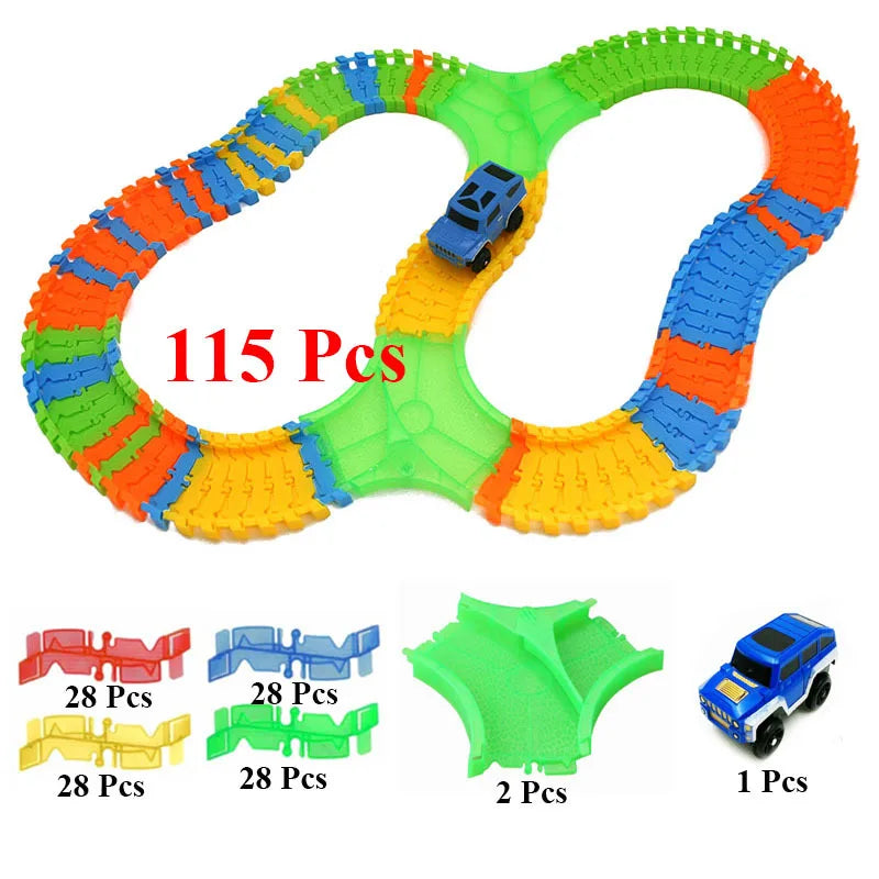 DIY Assemble Universal Racing Set Track Car Flexible Educational Rail Car Puzzle Toy for Kids