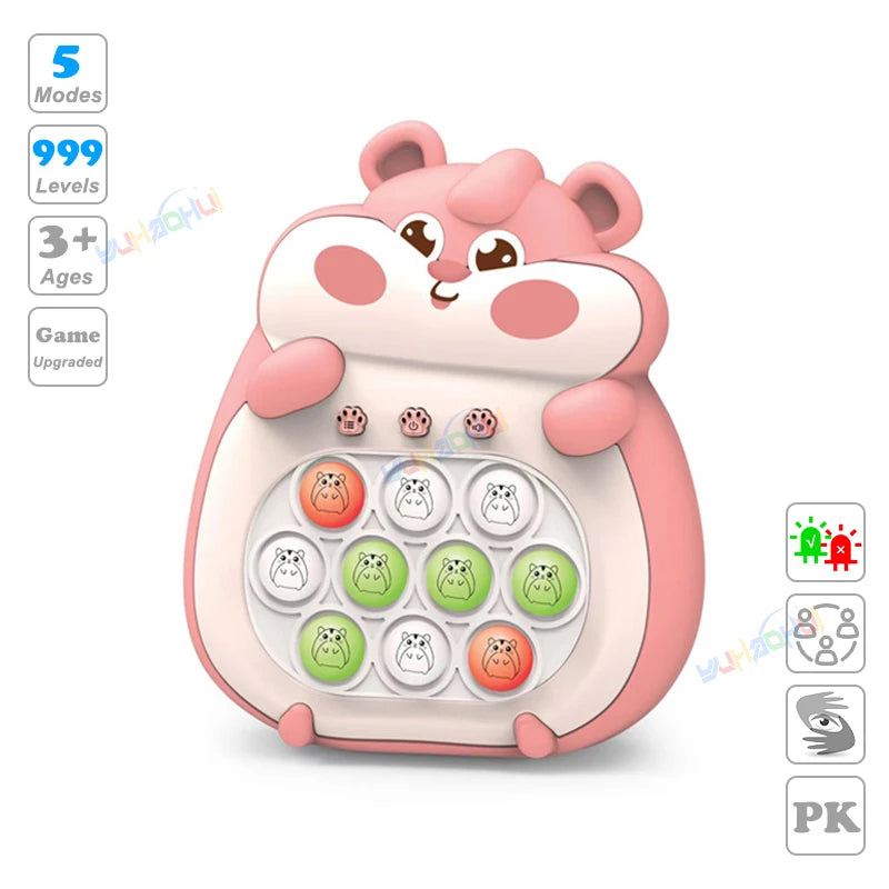 Electronic Pop Light Up Game Handle Toys for Children Adults Fidget Anti Stress Relief Toys Chases Light Game Console Xmas Gifts