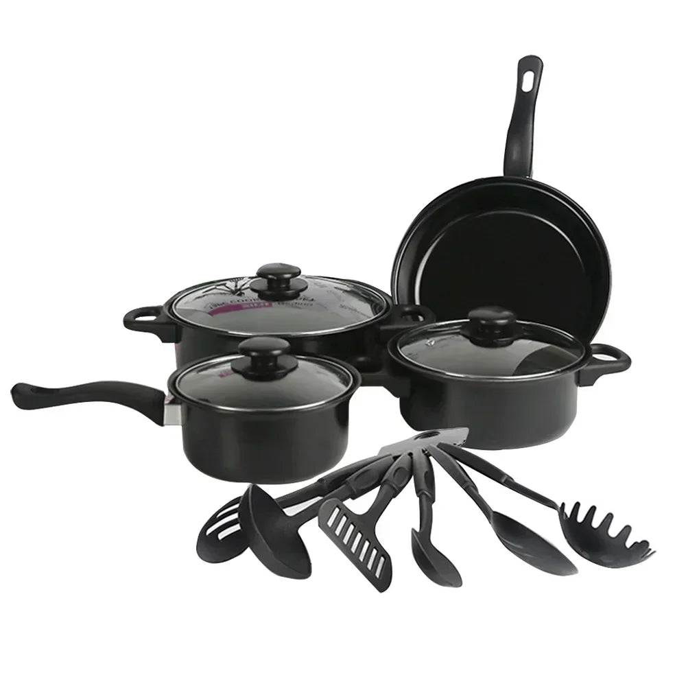 13-Pieces/Set Non-Stick Pots And Pans Set Kitchen Utensil Set Milk Pot Frying Pan Kitchen Cookware Gifts for Friends and Family