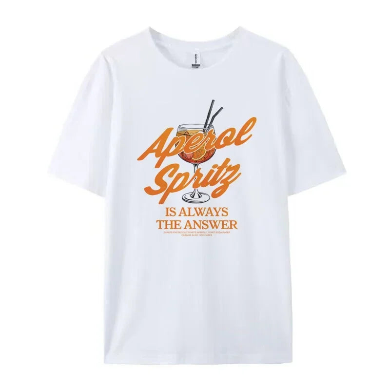 Aperol Spritz Women Funny Quotes T-Shirts Retro Alcohol Drink T Shirt  Loose Cocktail Party Graphic Tees Unisex Tops Gifts