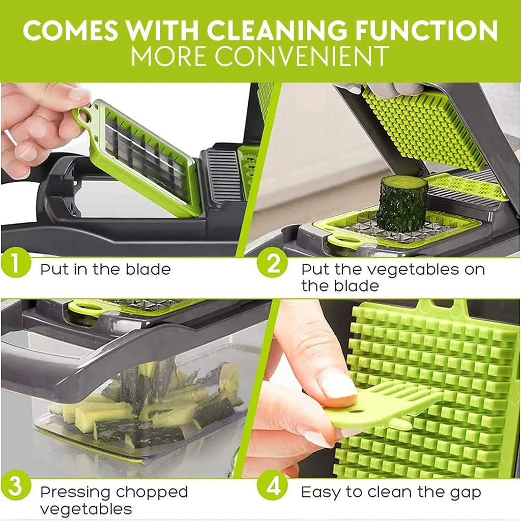 16 IN1 Mandoline Slicer Veggie Food Chopper Vegetable Cutter Tomato Carrot Grater Cheese French Onion Shredders Kitchen Tool